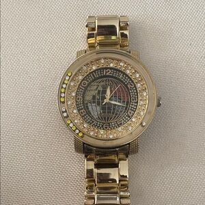 Ice King Gold Watch with Crystal Accents